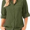 Womens UPF 50+ UV Sun Protection Safari Shirts Long Sleeve Outdoor Cool Quick Dry Fishing Hiking Gardening Shirts