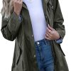 Rain Jacket Women Striped Lined Hooded Lightweight Raincoat Outdoor Waterproof Windbreaker
