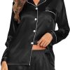 71Pe-khZD1L._AC_SL1500 Silk Satin Pajamas Set for Women 2 Piece Soft Long Sleeve Tops & Bottoms Sleepwear Pj Lounge Set S-XXL