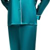 Women's Satin Pajamas Set Long Sleeve Button Down Shirt With Long Pant Sleepwear