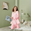 71SdtePU8PL._AC_SL1500 Women Pajamas Set Cotton Long Sleeve Button Down Sleep Shirt Womens Loungewear Set Cotton Nightie