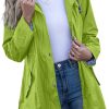Rain Jacket Women Striped Lined Hooded Lightweight Raincoat Outdoor Waterproof Windbreaker