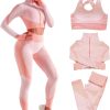 Women's 3 Piece Outfits Tracksuit Workout Set Sports Bra High Waist Yoga Gym Leggings and Crop Top