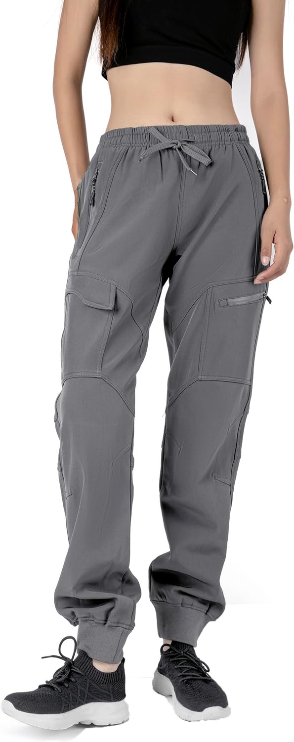 71_1tto1ukL._AC_SL1500 Women's Athletic Hiking Cargo Joggers Pants Outdoor Workout Lightweight Quick Dry UPF 50 Zipper Pockets