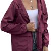 Women's Raincoats Windbreaker Rain Jacket Waterproof Lightweight Outdoor Hooded Trench Coats S-XXL