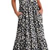 71es1X0dYxL._AC_SL1500 ANRABESS Women's Summer Casual Sleeveless V Neck Swing Dress Fit & Flare Flowy Tiered Maxi Beach Sundress with Pockets