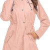 Rain Jacket Women Striped Lined Hooded Lightweight Raincoat Outdoor Waterproof Windbreaker