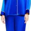 Women's Satin Pajamas Set Long Sleeve Button Down Shirt With Long Pant Sleepwear