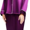 Women's Satin Pajamas Set Long Sleeve Button Down Shirt With Long Pant Sleepwear