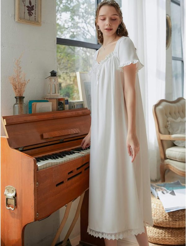 71s2DHn9yVL._AC_SL1500 Women's Nightgowns Sleepshirts Lace Ruffle Princess Nightdress