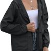 Women's Raincoats Windbreaker Rain Jacket Waterproof Lightweight Outdoor Hooded Trench Coats S-XXL
