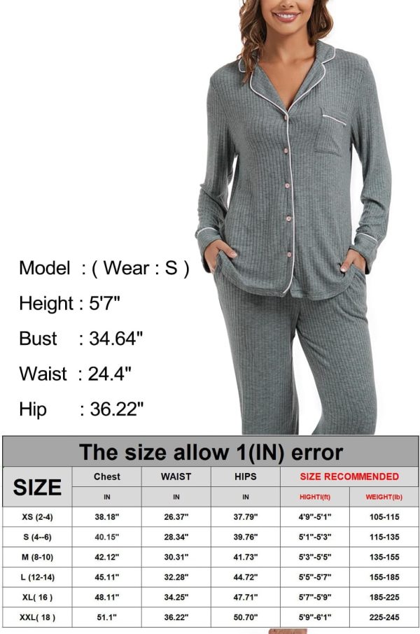 71ux1tbk5NL._AC_SL1500 Womens Pajama Sets Soft Comfy Button Down Knitted Long Sleeve Sleepwear Pjs Lounge Sets Nightwear