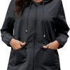 Women's Raincoats Windbreaker Rain Jacket Waterproof Lightweight Outdoor Hooded Trench Coats S-XXL