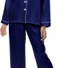 71xYXJnFpsL._AC_SL1500 Silk Satin Pajamas Set for Women 2 Piece Soft Long Sleeve Tops & Bottoms Sleepwear Pj Lounge Set S-XXL