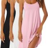 3 Pcs Women's Sleeveless Nightgown, Scoop Neck Pajama Dress Racerback Sleep Dress Sleeveless Nightdress Chemise