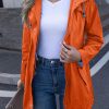 Rain Jacket Women Striped Lined Hooded Lightweight Raincoat Outdoor Waterproof Windbreaker