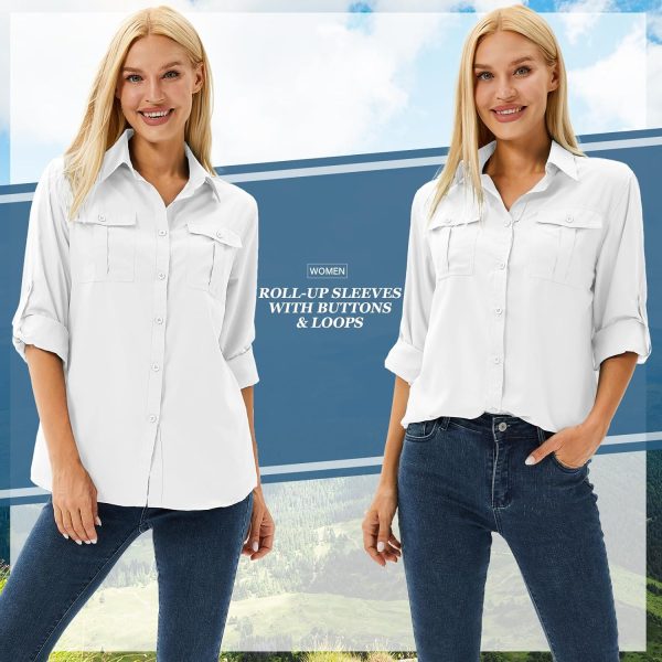 81ECrpNN9SL._AC_SL1500 Women's UPF 50 Long Sleeve UV Sun Protection Safari Shirts Outdoor Quick Dry Fishing Hiking Travel Shirts