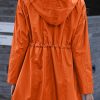 Rain Jacket Women Striped Lined Hooded Lightweight Raincoat Outdoor Waterproof Windbreaker