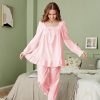 81RVBUz93yL._AC_SL1500 Women Pajamas Set Cotton Long Sleeve Button Down Sleep Shirt Womens Loungewear Set Cotton Nightie