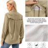 Womens UPF 50+ UV Sun Protection Safari Shirts Long Sleeve Outdoor Cool Quick Dry Fishing Hiking Gardening Shirts