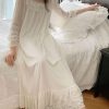 Women's Lace  Nightgown Long Sleeve Sleepwear Nightdress
