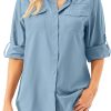 Womens UPF 50+ UV Sun Protection Safari Shirts Long Sleeve Outdoor Cool Quick Dry Fishing Hiking Gardening Shirts