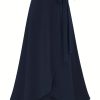 Solid Ruffle Hem Skirts, Elegant High Waist Tied Midi Skirts, Women's Clothing