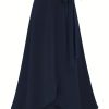 Solid Ruffle Hem Skirts, Elegant High Waist Tied Midi Skirts, Women's Clothing