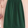 Button Front Pocket Design Skirt, Elegant Elastic Waist Split Hem Skirt For Spring & Fall, Women's Clothing