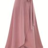 Solid Ruffle Hem Skirts, Elegant High Waist Tied Midi Skirts, Women's Clothing