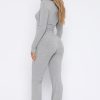 Women Ribbed Knit Yoga Lounge Set V Neck Long Sleeve Button Crop Tee Drawstring Pants Solid Slim Two Pieces Sets