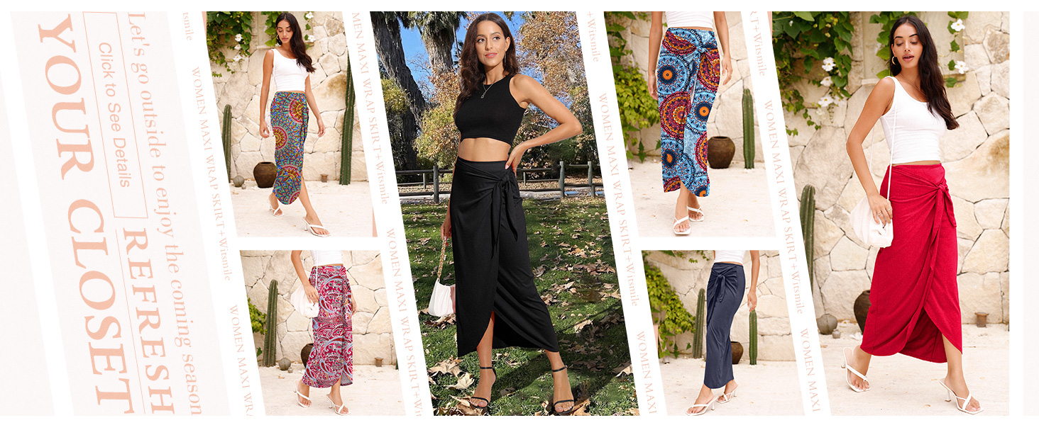 Women's Maxi Dress High Waist Wrap Pencil Maxi Dress Womens Slim Fit Bohemian Front Drape