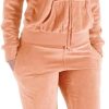 Womens Jogging Suits Sets Running Velour Outfit Zipper Warm Up 2 Pieces Hoodie and Pant Tracksuit