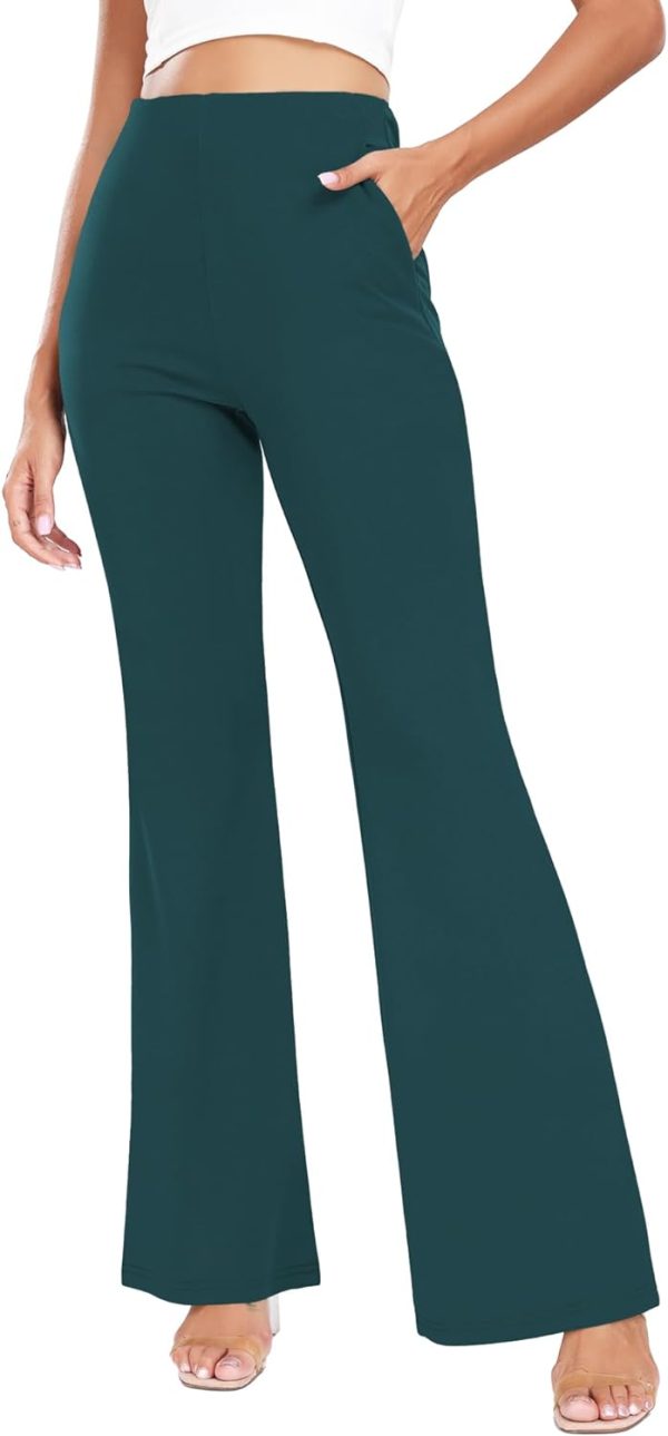 Women's High Waist Casual Wide Leg Pants, Button Dress Pants for Women, Work Pants with Pockets for Women Office.