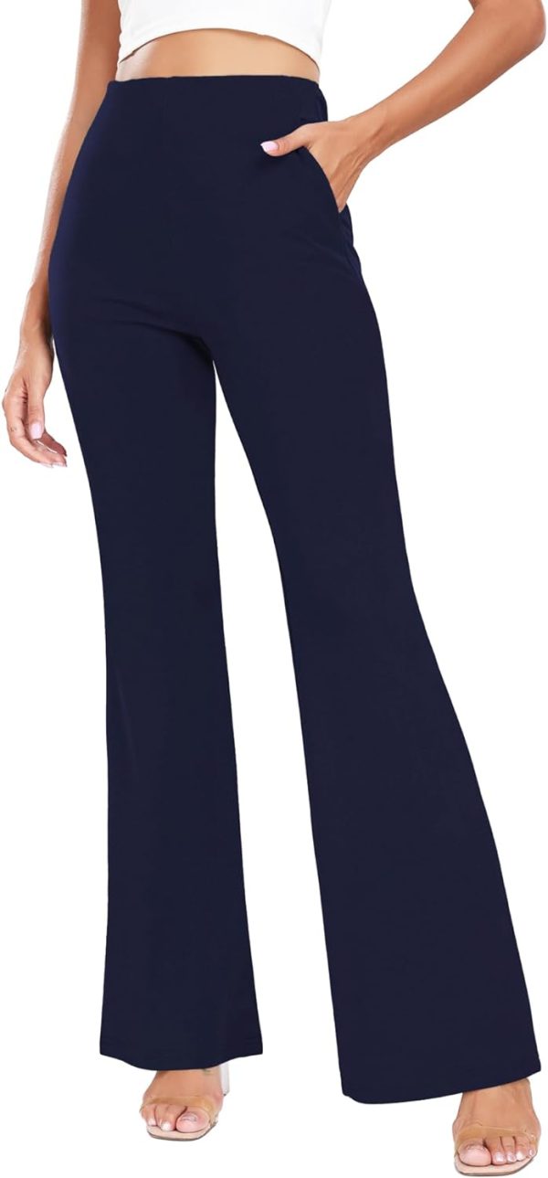 Women's High Waist Casual Wide Leg Pants, Button Dress Pants for Women, Work Pants with Pockets for Women Office.