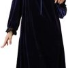 Women's Long Sleeve Nightgown Velvet Sleep Dress Ruffle Crew Neck Mid-length Nightdress