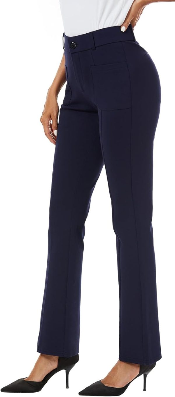 Women's High Waist Stretchy Bootcut Dress Work Slacks Pants with Pockets