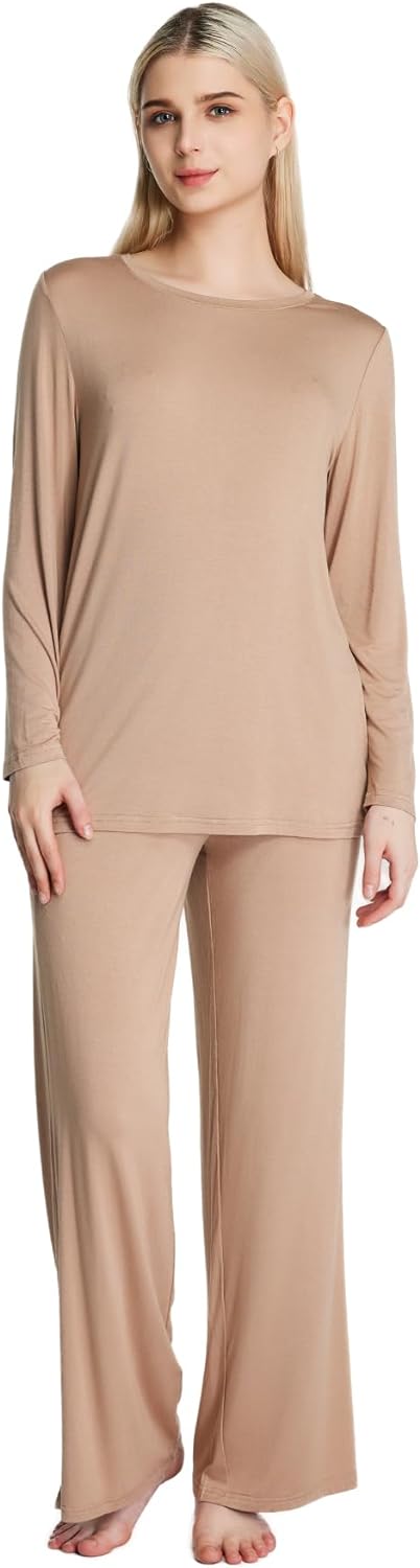 51I7ADOCDGL._AC_SL1500_f47d0d2d-de7e-4c4a-801c-d075c97c0235 Loungewear Set pajamas Womens sleepwear Bamboo Viscose Long Sleeve t shirt Long Pants Super Soft Novelty Pjs Set