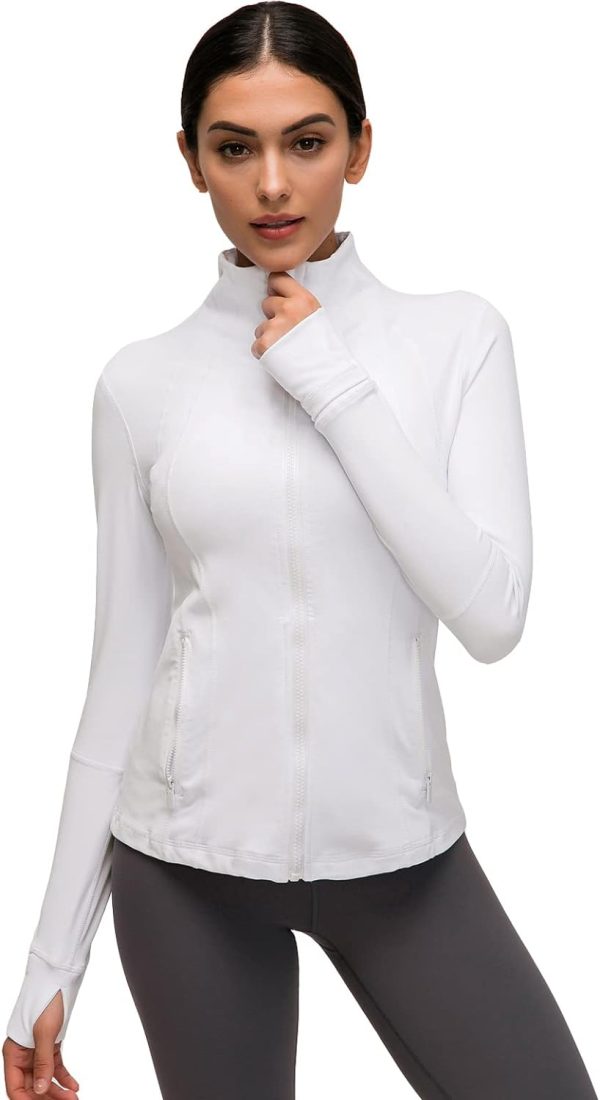 51IaVAeA3VL._AC_SL1500 Womens Sports Running Yoga Jacket Slim Fit Full Zip Track Jacket Turtleneck Workout Jacket