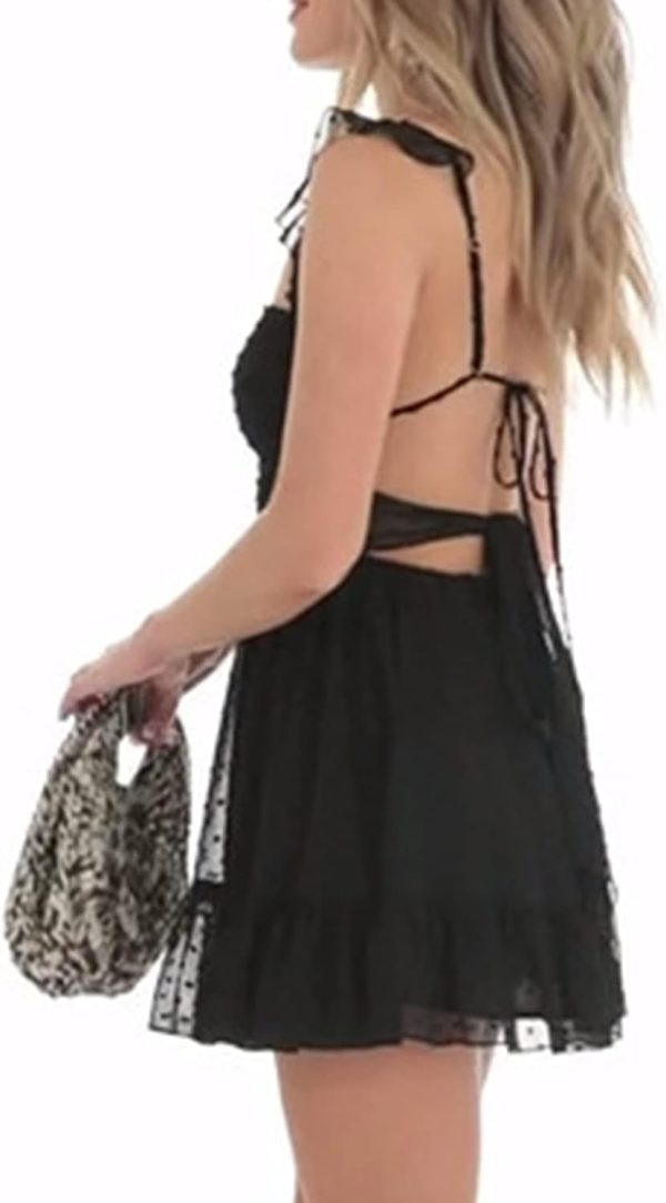 Women Graduation Dress Spaghetti Straps Sleeveless Short Dresses Y2k Low Cut Bodycon Going Out A-Line Mini Dress