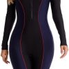 51UVGV9NTiL._AC_SL1000 Women's One Piece Long Sleeve Rash Guard Knee High Bathing Suits Swimsuit Sport Surfing Wear Athletic Swimwear