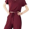 Soft Bamboo Viscose Pajamas Set for Women Summer Sleepwear Pjs Comfy Short Sleeve Tops Capri Pants Sets