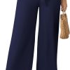 51Xazj6niLL._AC_SL1500 Womens Wide Leg Lounge Pants High Waisted Business Work Casual Pants Adjustable Tie Knot Loose Trousers with Pocket