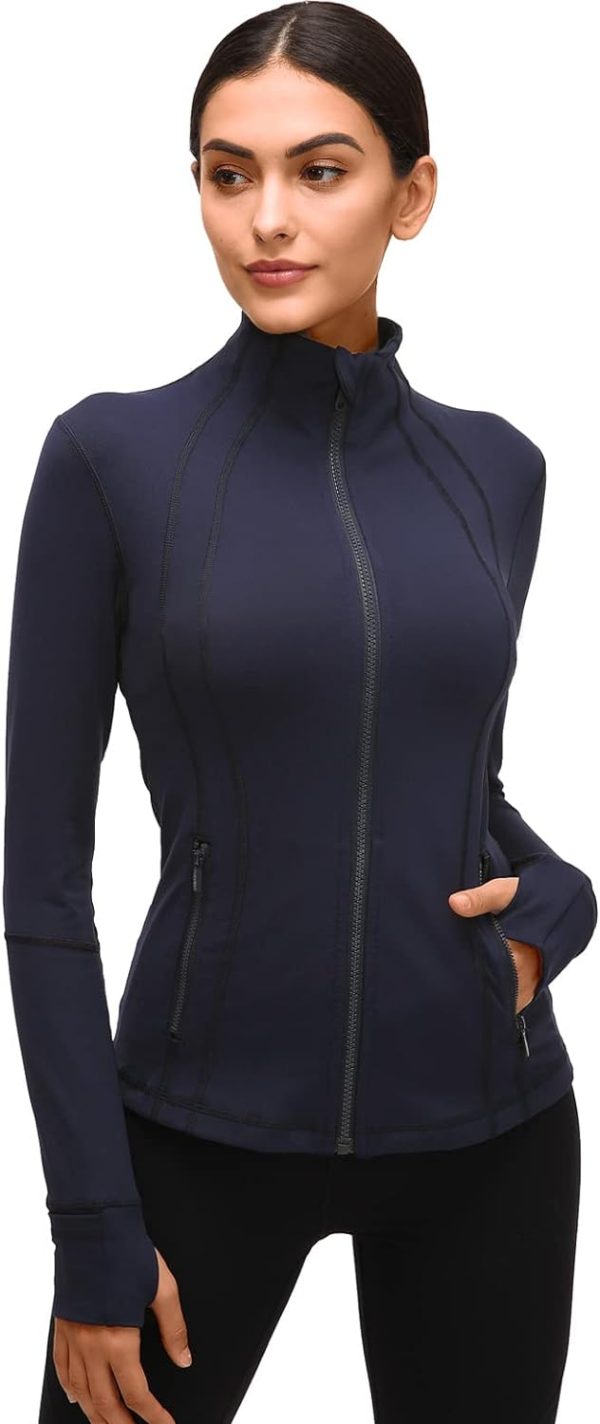 51YaLzFbJbL._AC_SL1500 Womens Sports Running Yoga Jacket Slim Fit Full Zip Track Jacket Turtleneck Workout Jacket