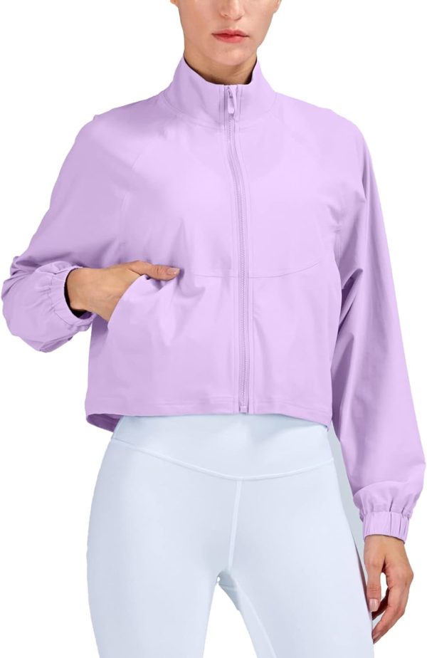 51YhqJFEfML._AC_SL1500 UPF 50+ Workout Jackets for Women Athletic Zip Up Running Jacket Sun Protection Lightweight UPF Cropped Jacket