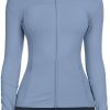 51_aZj2p33L._AC_SL1500 Workout Jackets for Women Full Zip Athletic Running Track Jacket with Pockets Slim Fit Yoga Jacket with Thumb Holes