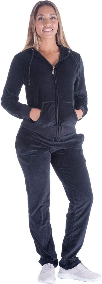Womens Jogging Suits Sets Running Velour Outfit Zipper Warm Up 2 Pieces Hoodie and Pant Tracksuit