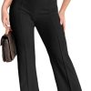 Wide Leg Dress Pants for Women Elastic High Waist Straight Leg Pants Business Casual Pull on Office Work Slacks