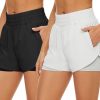 2 Pack Athletic Shorts for Women, Quick Dry Running Shorts with Pockets High Waisted Workout Gym Sports Shorts
