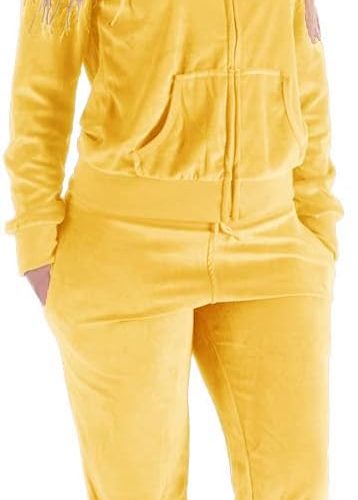Womens Jogging Suits Sets Running Velour Outfit Zipper Warm Up 2 Pieces Hoodie and Pant Tracksuit